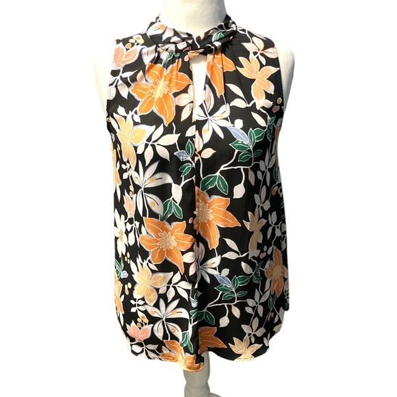 LOFT Tropical Floral Sleeveless Keyhole Blouse size s - Picture 3 of 7